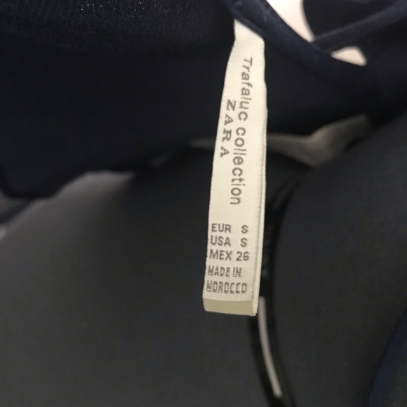 Zara Navy Blue Satin Cut Out Top - Picture 8 of 8